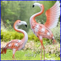 Aboxoo Metal Flamingo Yard Decorations Garden Sculptures & Statues Set of 2 I