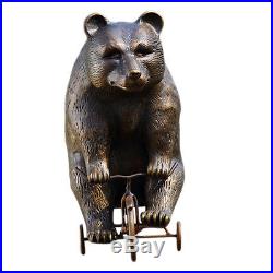 Adorable Big Bear on Little Trike Metal Yard Sculpture