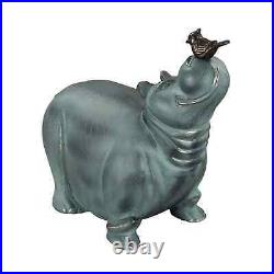 Adorable Gray Aluminum Hippo And Friend Centerpiece Garden Sculpture