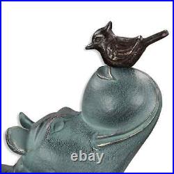 Adorable Gray Aluminum Hippo And Friend Centerpiece Garden Sculpture