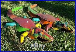 Alligator Crocodile Recycled Distressed Metal Garden Yard Art Hand Made Reptile