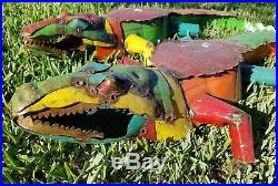 Alligator Crocodile Recycled Distressed Metal Garden Yard Art Hand Made Reptile