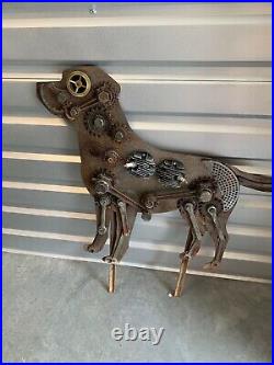 Amazing California Artist Had Sculptured Yard Art Metal Dog Usign Caterpillar Pa