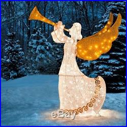 Animated Christmas Decorations Lighted Angels Outdoor Sculpture Yard Art 2-Pc