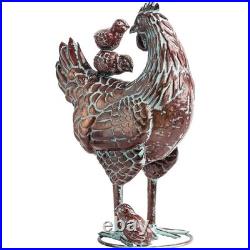 Antique Metal Chicken Garden Statue Handcrafted Outdoor Yard Art Decor 18 H