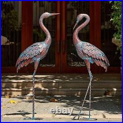 Artistic Metal Crane Sculptures with Lifelike Detailing Garden Bird Yard Art