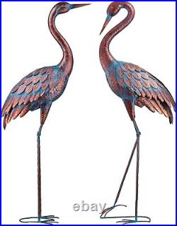 Artistic Metal Crane Sculptures with Lifelike Detailing Garden Bird Yard Art