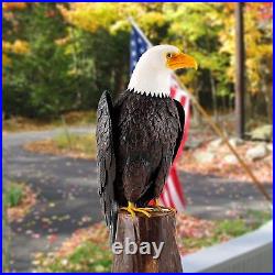 Bald Eagle Outdoor Metal Yard Art Statue and Sculpture for Garden Decoration