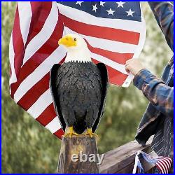 Bald Eagle Outdoor Metal Yard Art Statue and Sculpture for Garden Decoration