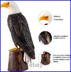 Bald Eagle Outdoor Metal Yard Art Statue and Sculpture for Garden Lawn Patio Liv