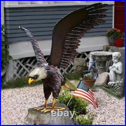 Bald Eagle Statue Outdoor Garden Sculpture Metal Yard Art Lawn Decorations, La
