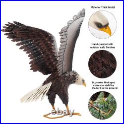 Bald Eagle Statue Outdoor Garden Sculpture Metal Yard Art Lawn Decorations, La