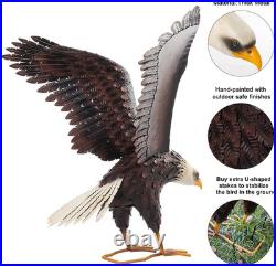 Bald Eagle Statue Outdoor Garden Sculpture Metal Yard Art Lawn Decorations, Large