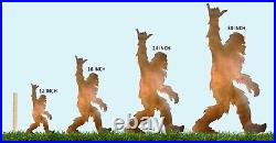 Bigfoot Shaka Sign Metal Yard Art, Sasquatch Hang Loose Statue, Rust Finish