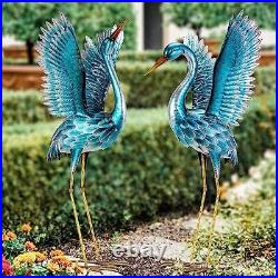 Blue Heron Crane Statue Sculpture Bird Art Decor Home Modern Yard Patio Lawn Big