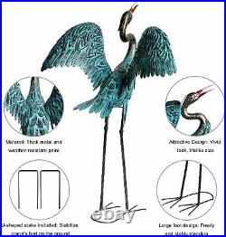 Blue Heron Crane Statue Sculpture Bird Art Decor Home Modern Yard Patio Lawn Big