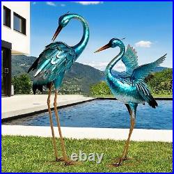 Blue Heron Crane Statue Sculpture Bird Art Decor Home Modern Yard Patio Lawn NEW