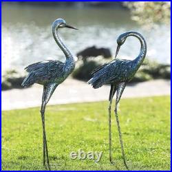 Blue Heron Garden Statues Set