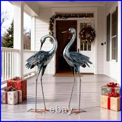 Blue Heron Garden Statues Set
