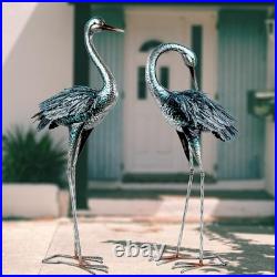 Blue Heron Garden Statues Set