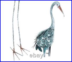 Blue Heron Garden Statues Set of 2 Metal Yard Crane Art Outdoor Decor 30in Tall