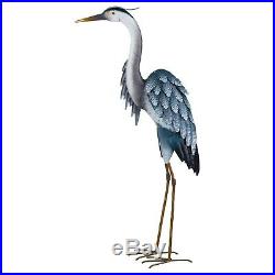 Blue Heron Pair Metal Garden Statue Coastal Crane Bird Yard Art Sculpture