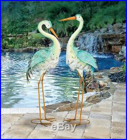 Blue Heron Pair Metal Sculpture Yard Art Heron Statue