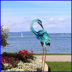 Blue Heron Sculpture Metal Yard Crane Garden Statues Metal Outdoor Large Heron