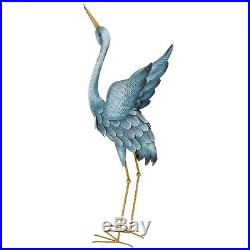 Blue Heron Statues Crane Bird Sculpture Outdoor Metal Art Yard Lawn Decor Garden