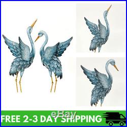 Blue Heron Statues Crane Bird Sculpture Outdoor Metal Yard Art Lawn Decor Garden