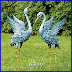 Blue Heron Statues Crane Bird Sculpture Outdoor Metal Yard Art Lawn Decor Garden