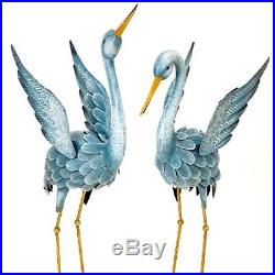 Blue Heron Statues Crane Bird Sculpture Outdoor Metal Yard Art Lawn Decor Garden