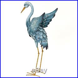 Blue Heron Statues Crane Bird Sculpture Outdoor Metal Yard Art Lawn Decor Garden