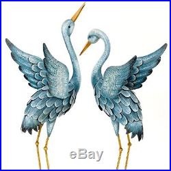 Blue Heron Statues Crane Bird Sculpture Outdoor Metal Yard Art Lawn Decor Garden