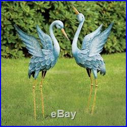 Blue Herons Garden Statues Art Decor Bird Sculptures Lawn Yard Outdoor Ornaments