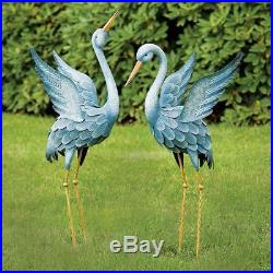 Blue Herons Garden Statues Art Decor Bird Sculptures Lawn Yard Outdoor Ornaments