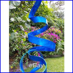 Blue Metal Garden Sculpture Modern Yard Statue BEAUTIFUL blue modern art