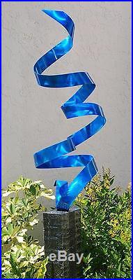 Blue Modern Abstract Metal Garden Sculpture Yard Art Home Decor Rise Above