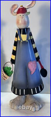 Bobbing Garden Rabbits Large Tall Metal hand painted Yard decor Farm house Bobbing Garden Rabbits Large Tall Metal hand painted Yard decor Farm house