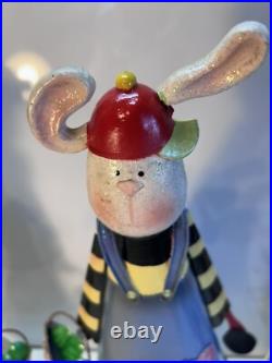 Bobbing Garden Rabbits Large Tall Metal hand painted Yard decor Farm house