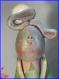 Bobbing Garden Rabbits Large Tall Metal hand painted Yard decor Farm house