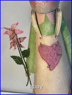 Bobbing Garden Rabbits Large Tall Metal hand painted Yard decor Farm house