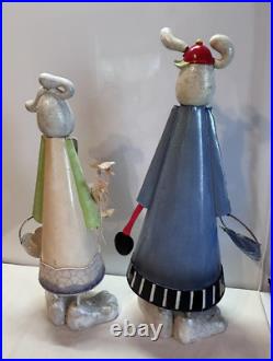 Bobbing Garden Rabbits Large Tall Metal hand painted Yard decor Farm house