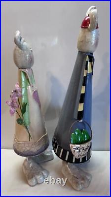 Bobbing Garden Rabbits Large Tall Metal hand painted Yard decor Farm house