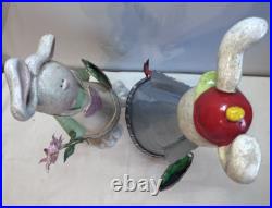 Bobbing Garden Rabbits Large Tall Metal hand painted Yard decor Farm house
