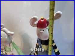 Bobbing Garden Rabbits Large Tall Metal hand painted Yard decor Farm house