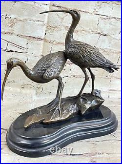 Bronze Heron Crane Bird Metal Garden Patio Yard Standing Art Sculpture Figure