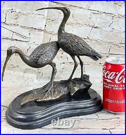 Bronze Heron Crane Bird Metal Garden Patio Yard Standing Art Sculpture Figure