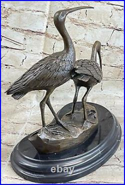 Bronze Heron Crane Bird Metal Garden Patio Yard Standing Art Sculpture Figure