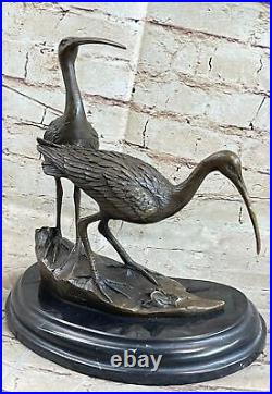 Bronze Heron Crane Bird Metal Garden Patio Yard Standing Art Sculpture Figure